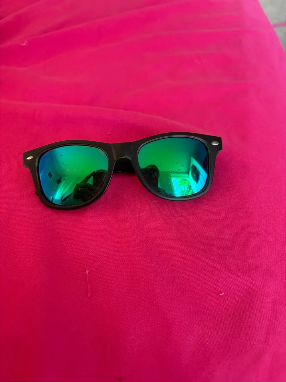 Kids Black Sunglasses with Green Mirror Lenses